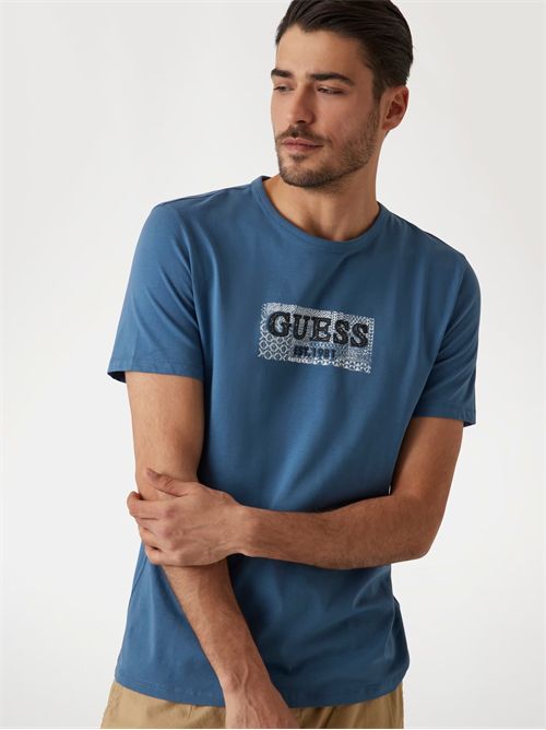 t-shirt uomo blu GUESS | M5GI19J1314/A73H